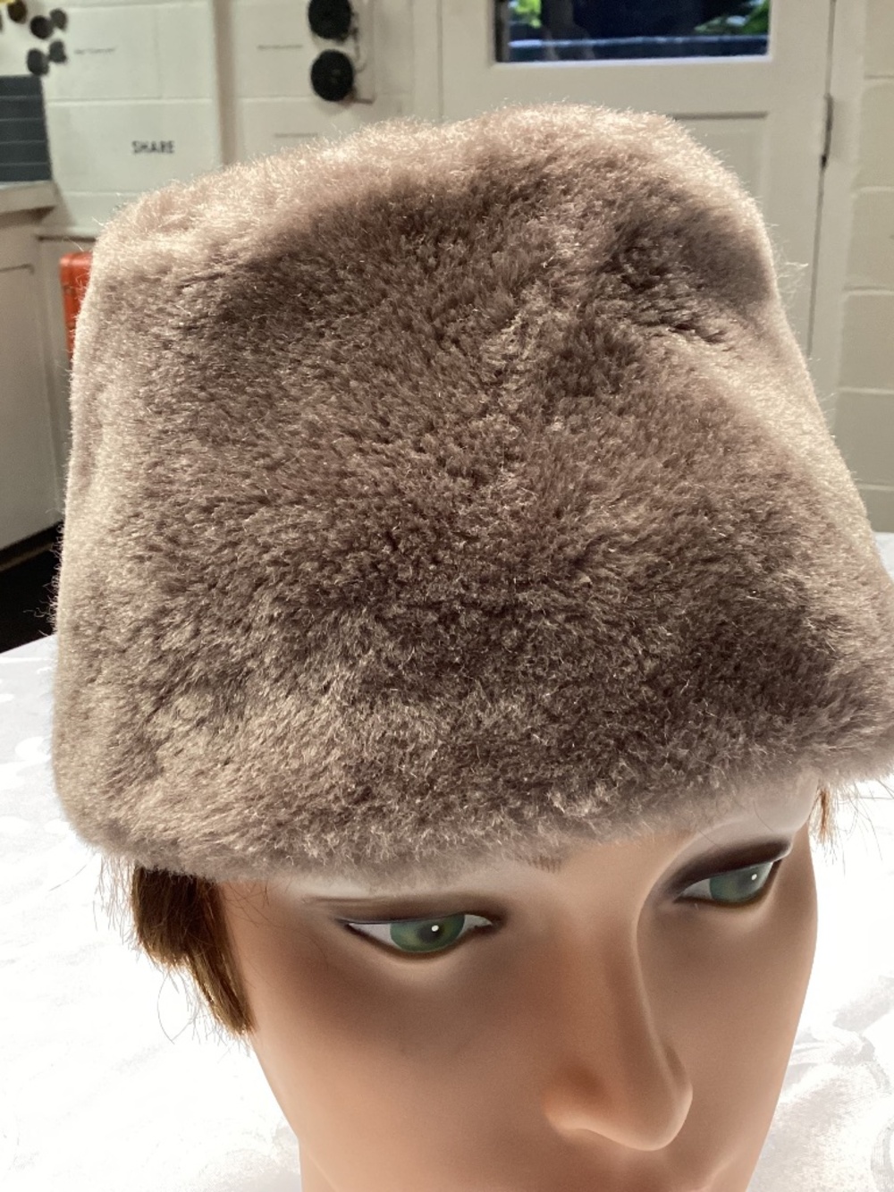 Faux fur gray pillbox hat vintage